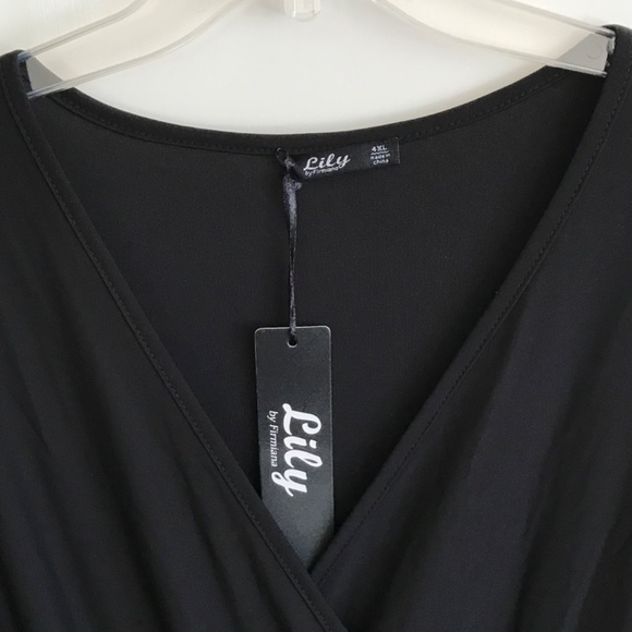 LILY By FIRMIANA Maxi Dress Sleeveless Hi Low Black NWT Women’s Plus Size 24W 4X - Picture 5 of 16